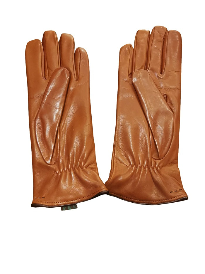 Guanto donna in pelle con dettaglio cuciture Pelletteria Allegrini G4758 tabacco/testa di moro