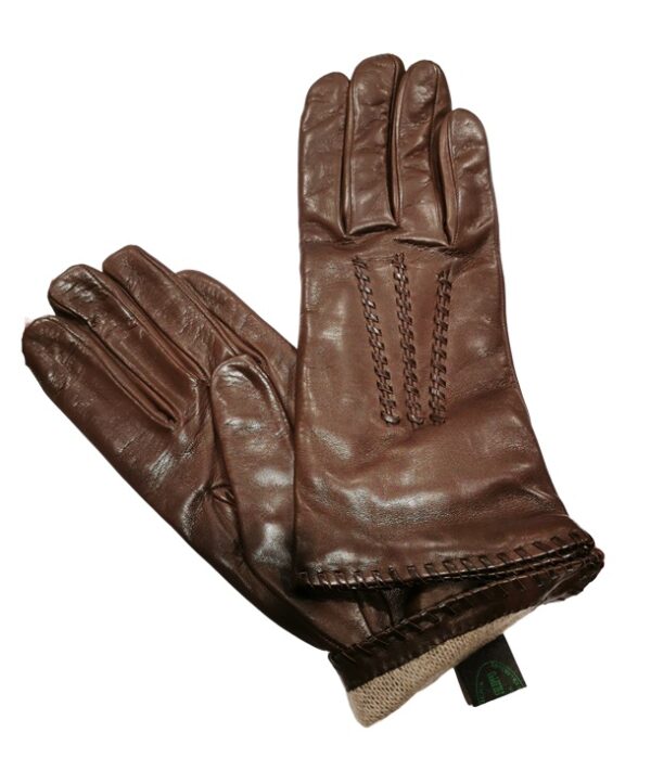 Guanto donna in pelle con infilature pelletteria allegrini g4904 marrone