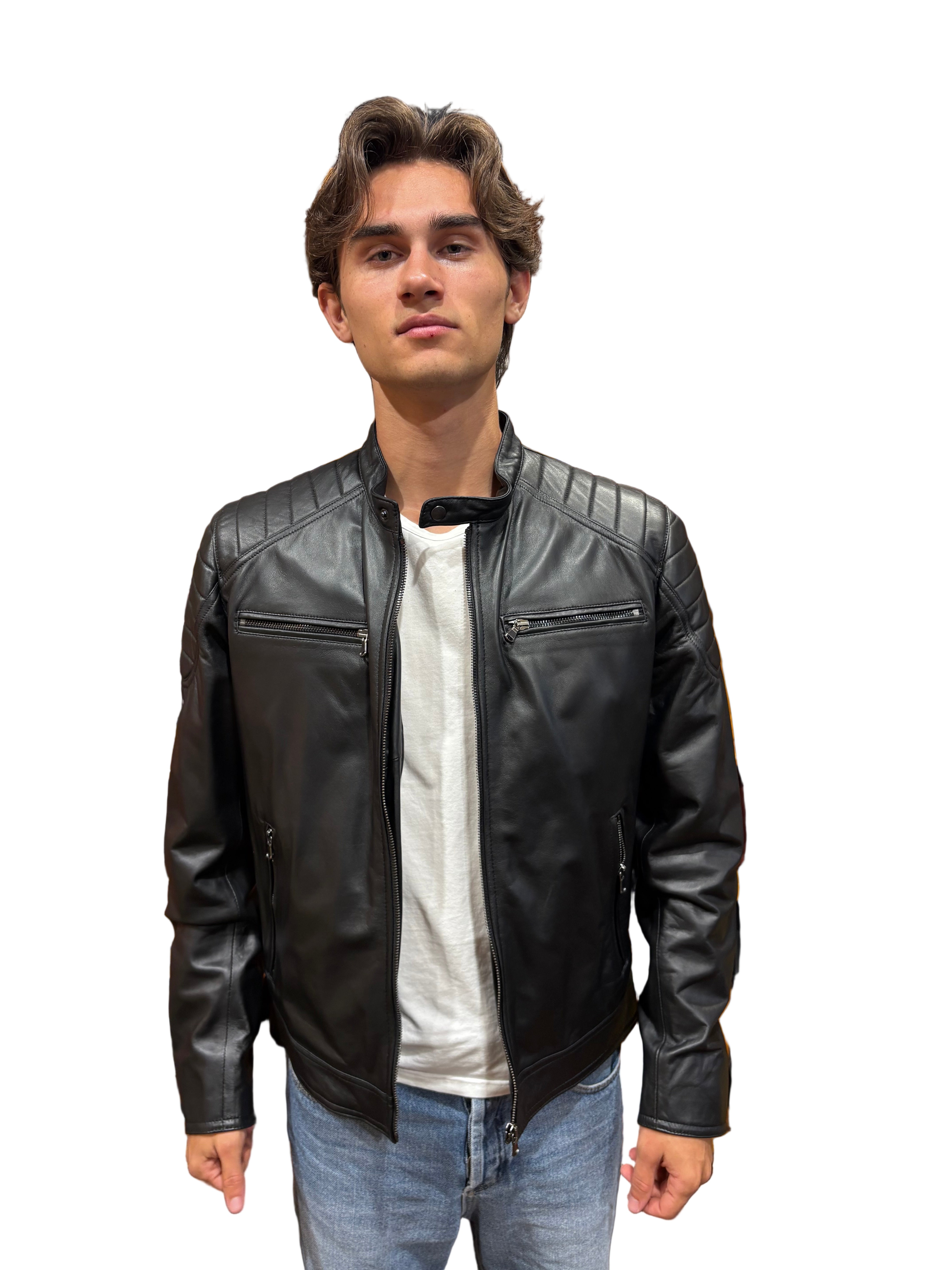 Allegrini Monster men's leather jacket, black