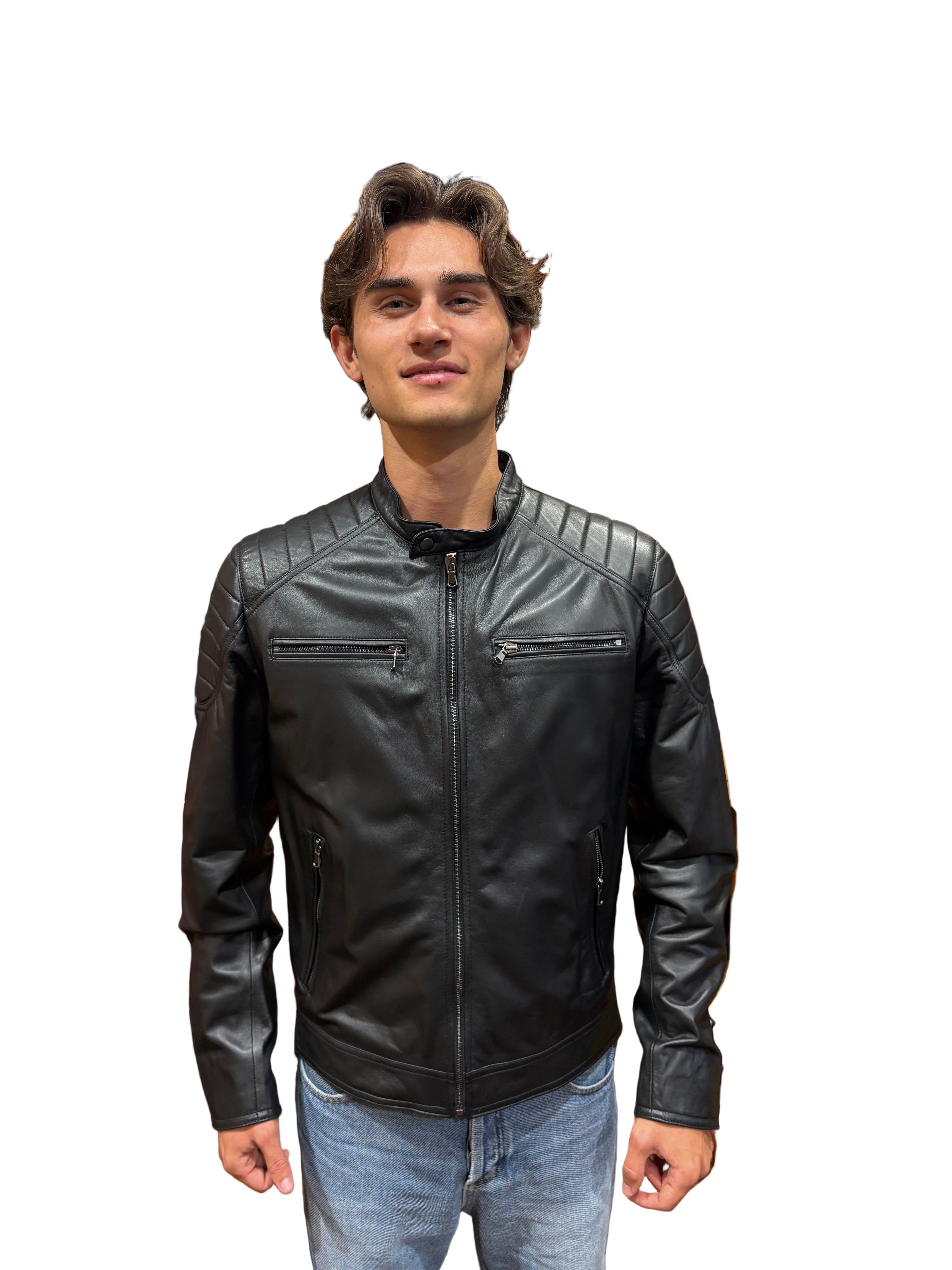 Allegrini Monster men's leather jacket, black