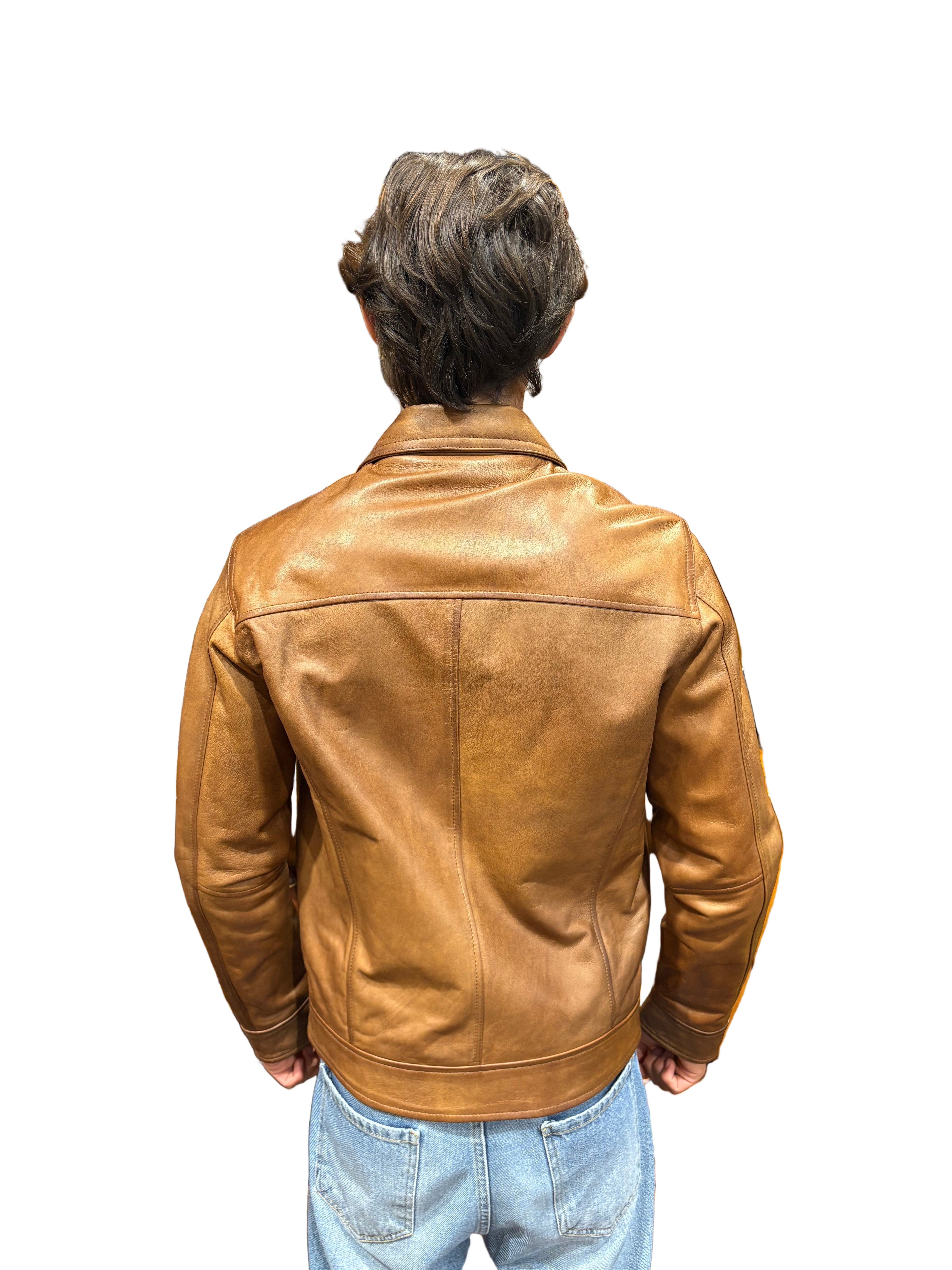 leather jacket leather goods allegrini pegaso grain leather