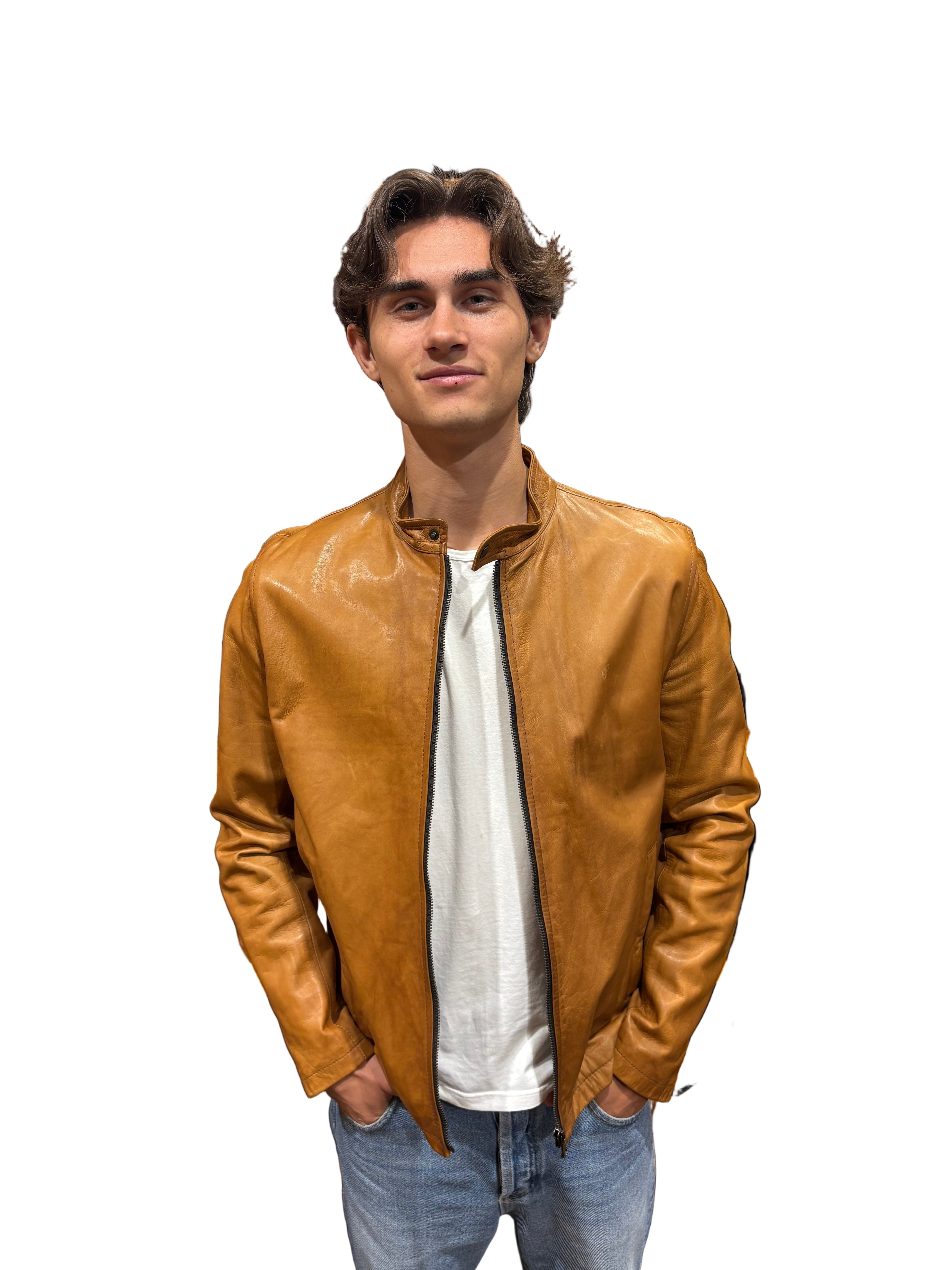 leather jacket leather goods allegrini pegaso grain leather