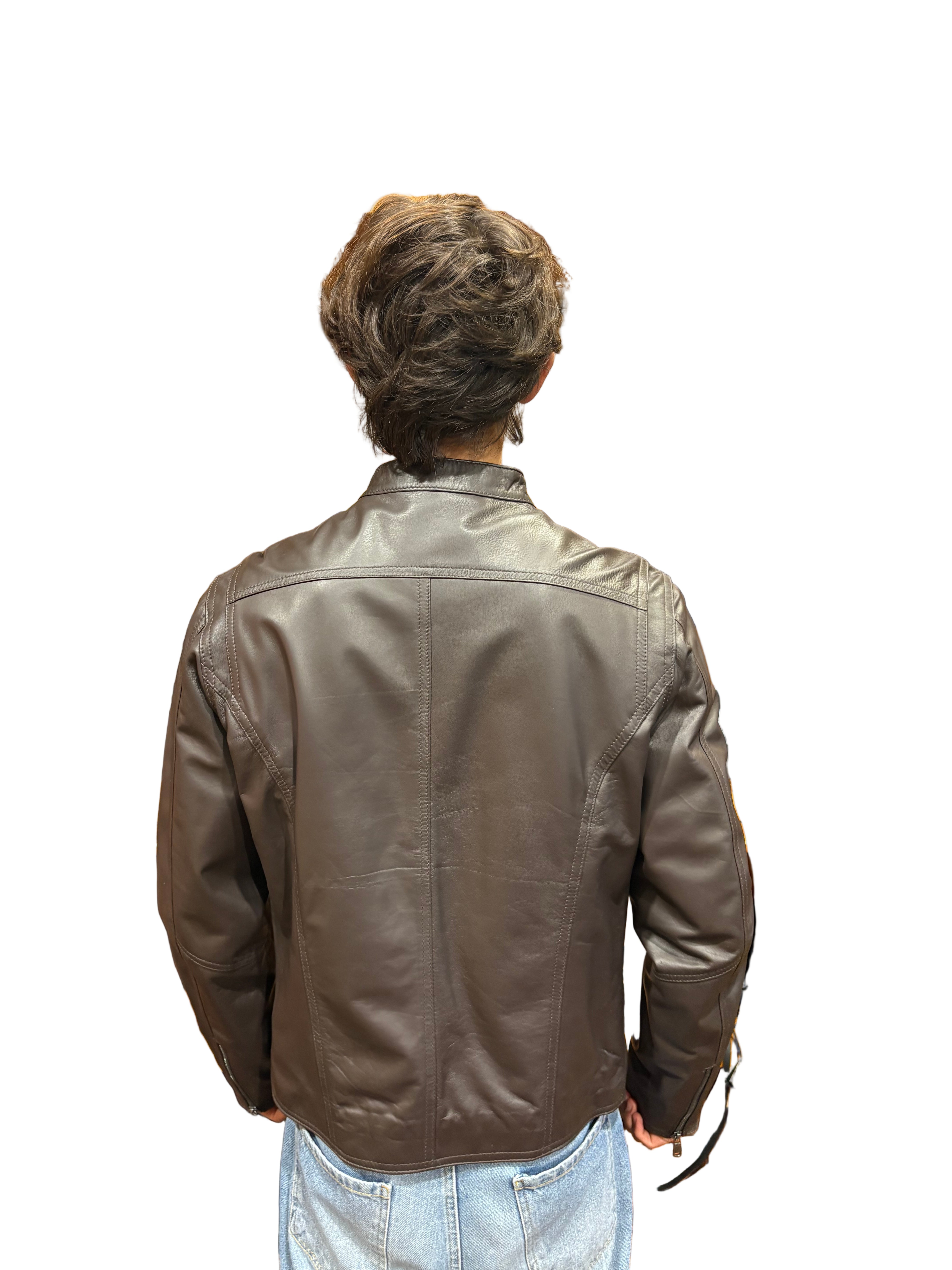 Men's leather jacket, Allegrini Monster, dark brown leather goods