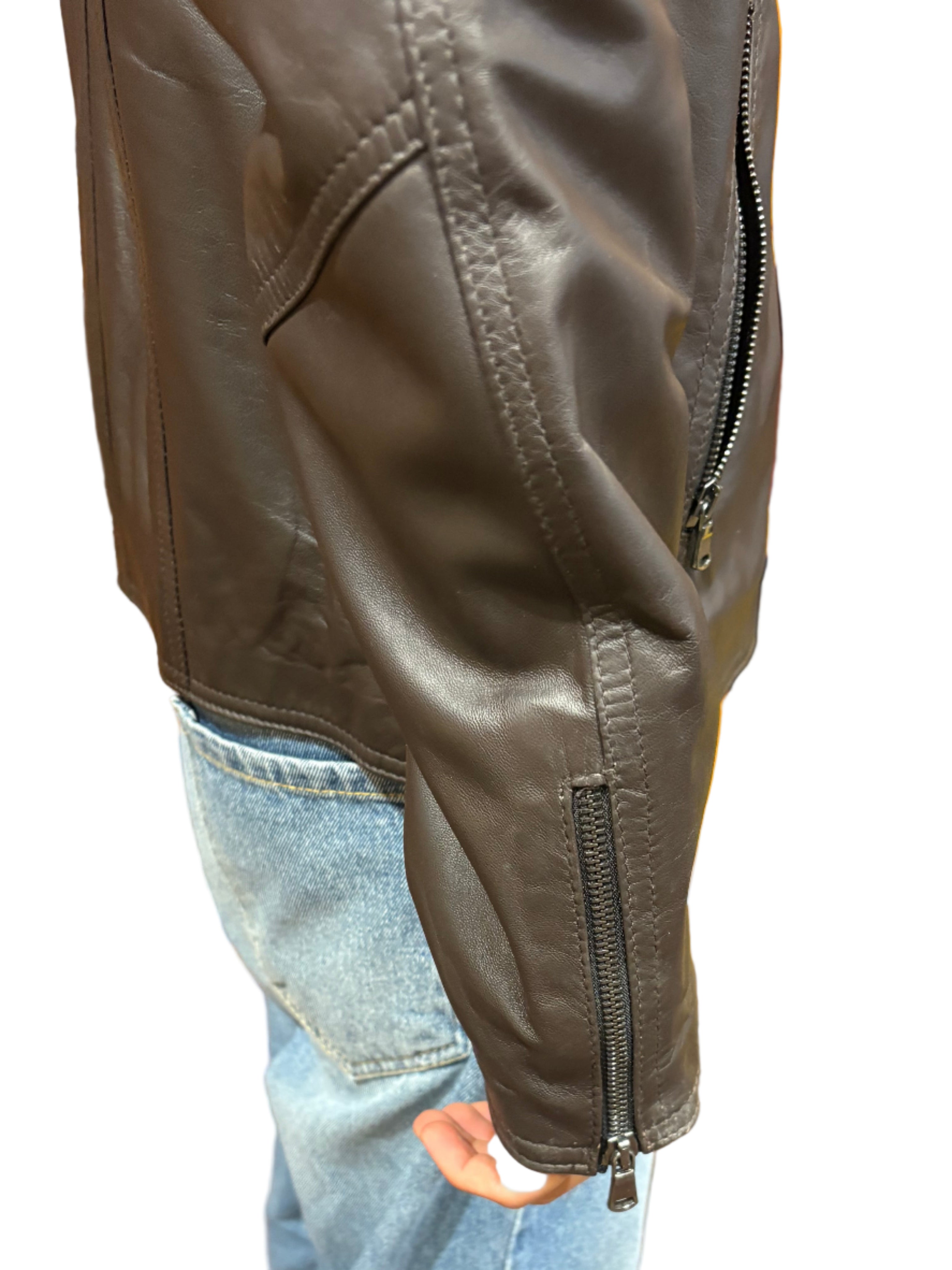 Men's leather jacket, Allegrini Monster, dark brown leather goods