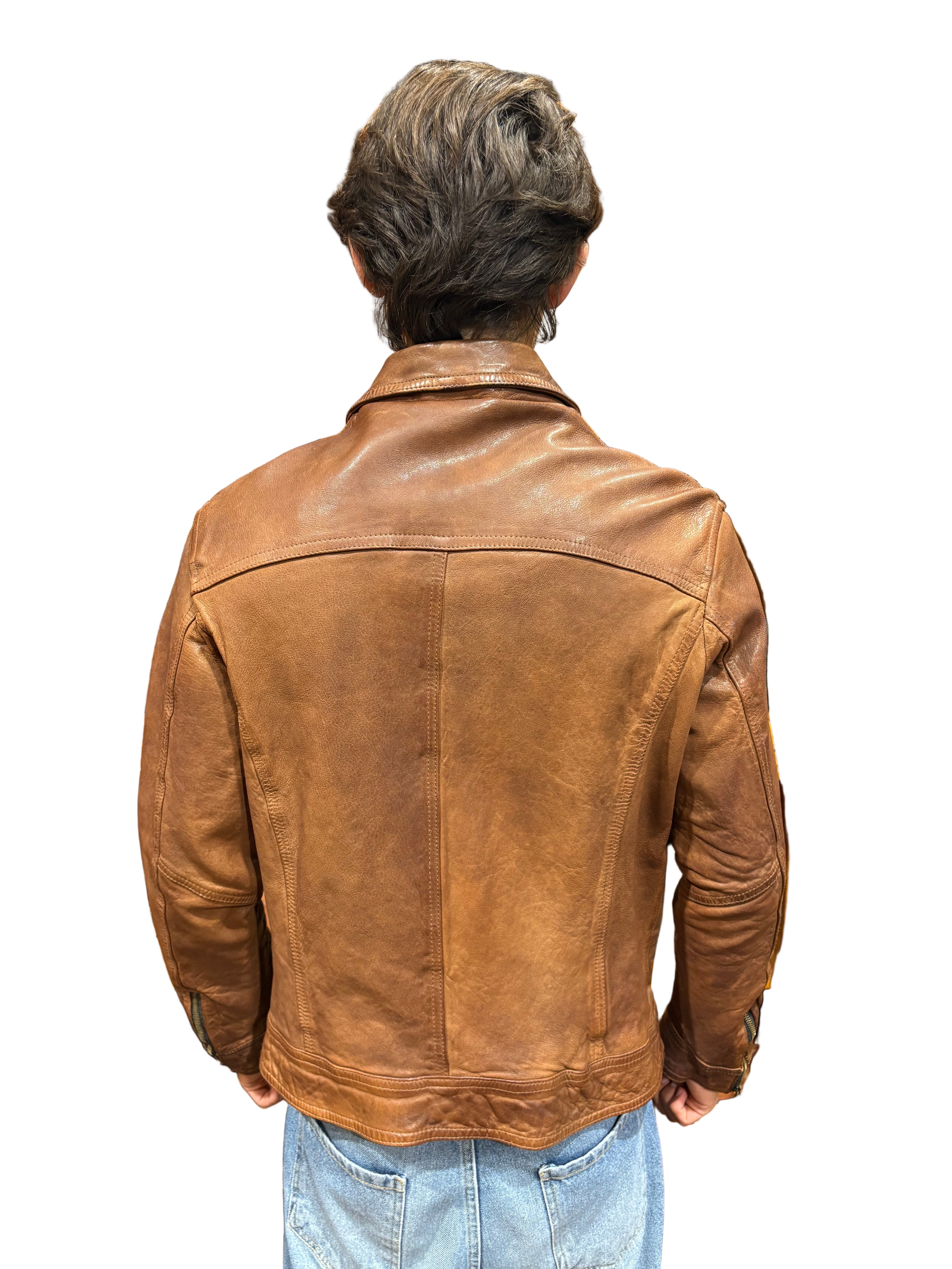 leather jacket leather goods allegrini pegaso grain leather