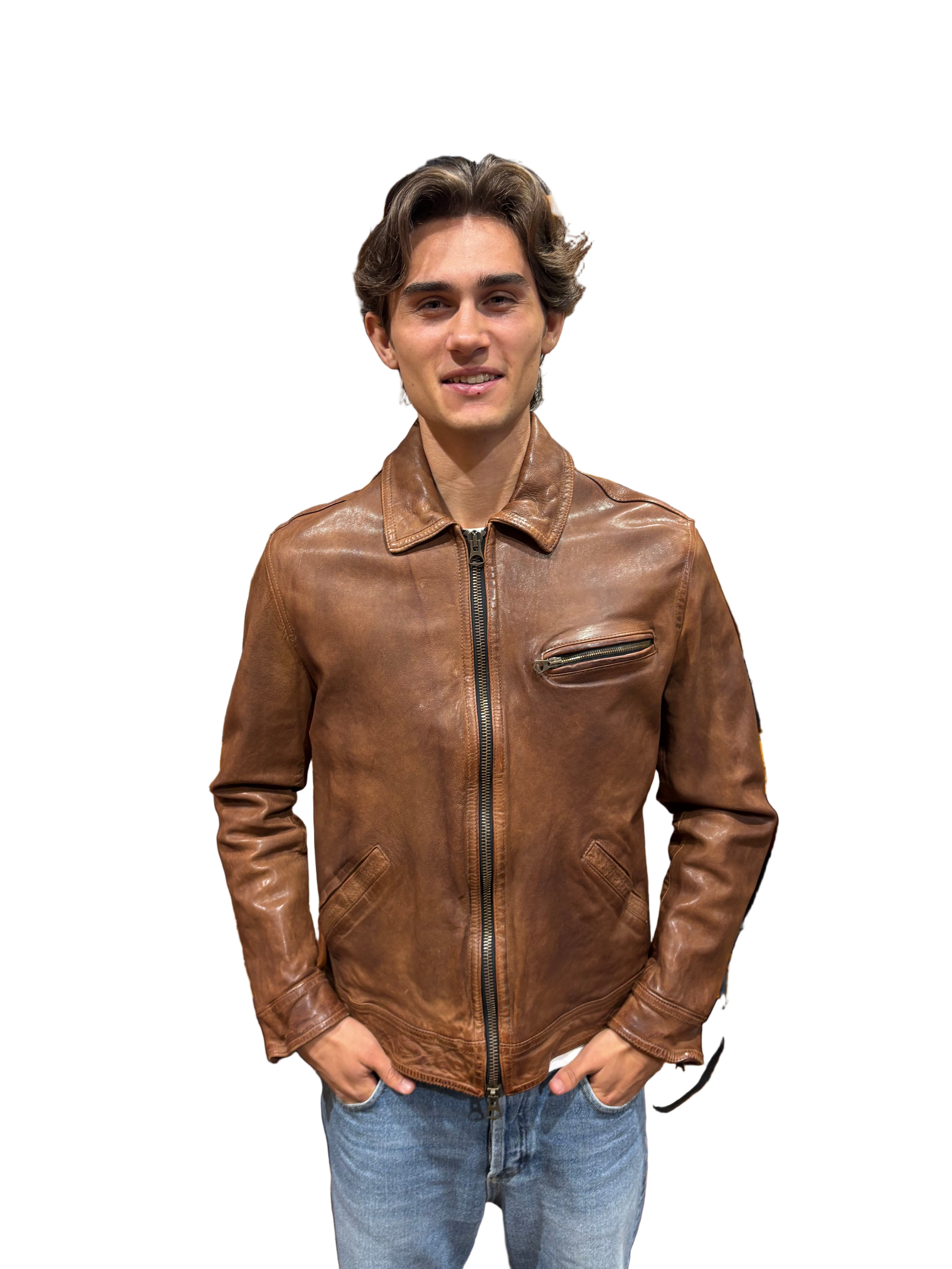 leather jacket leather goods allegrini pegaso grain leather