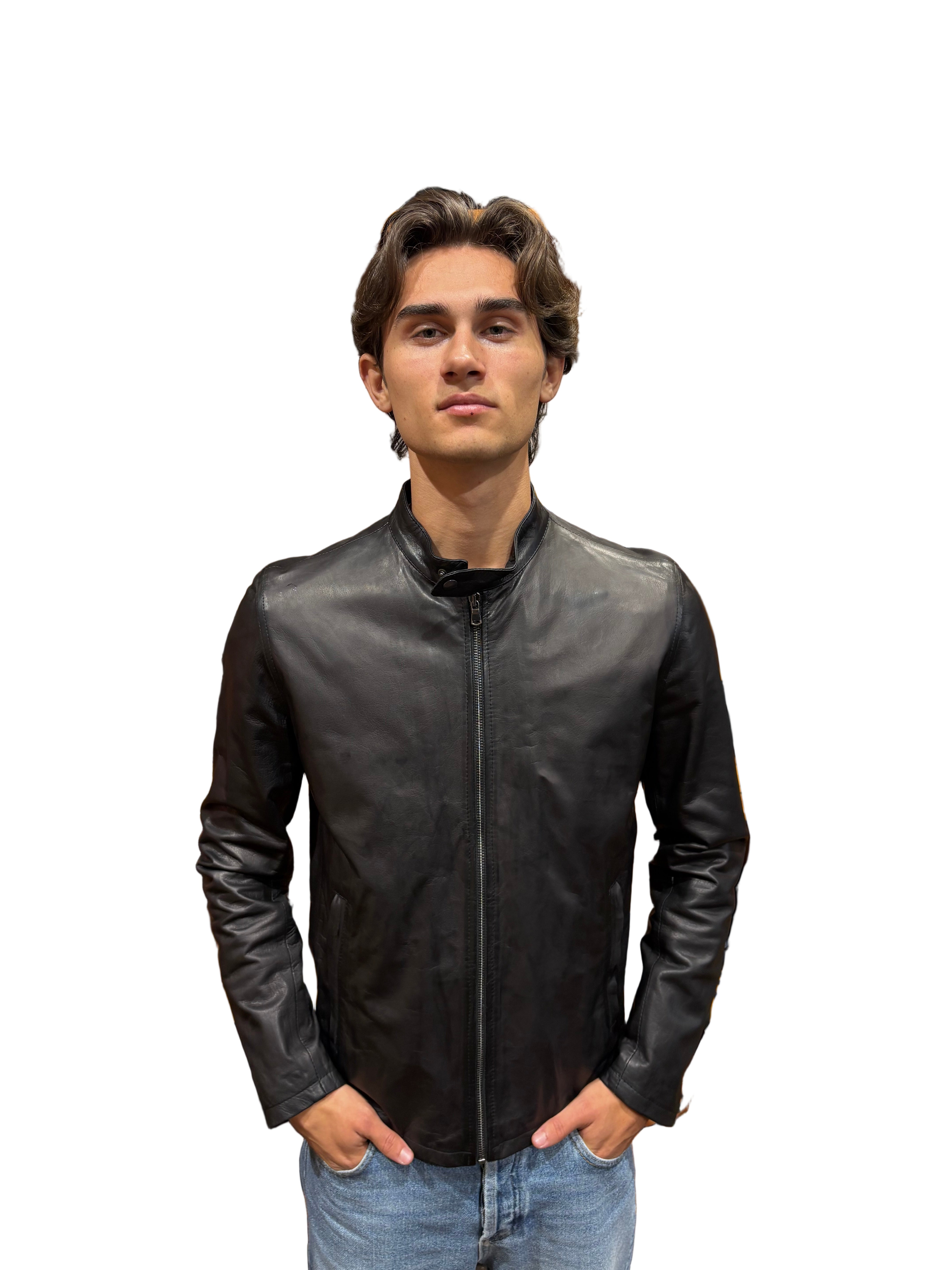leather jacket leather goods allegrini pegaso grain leather