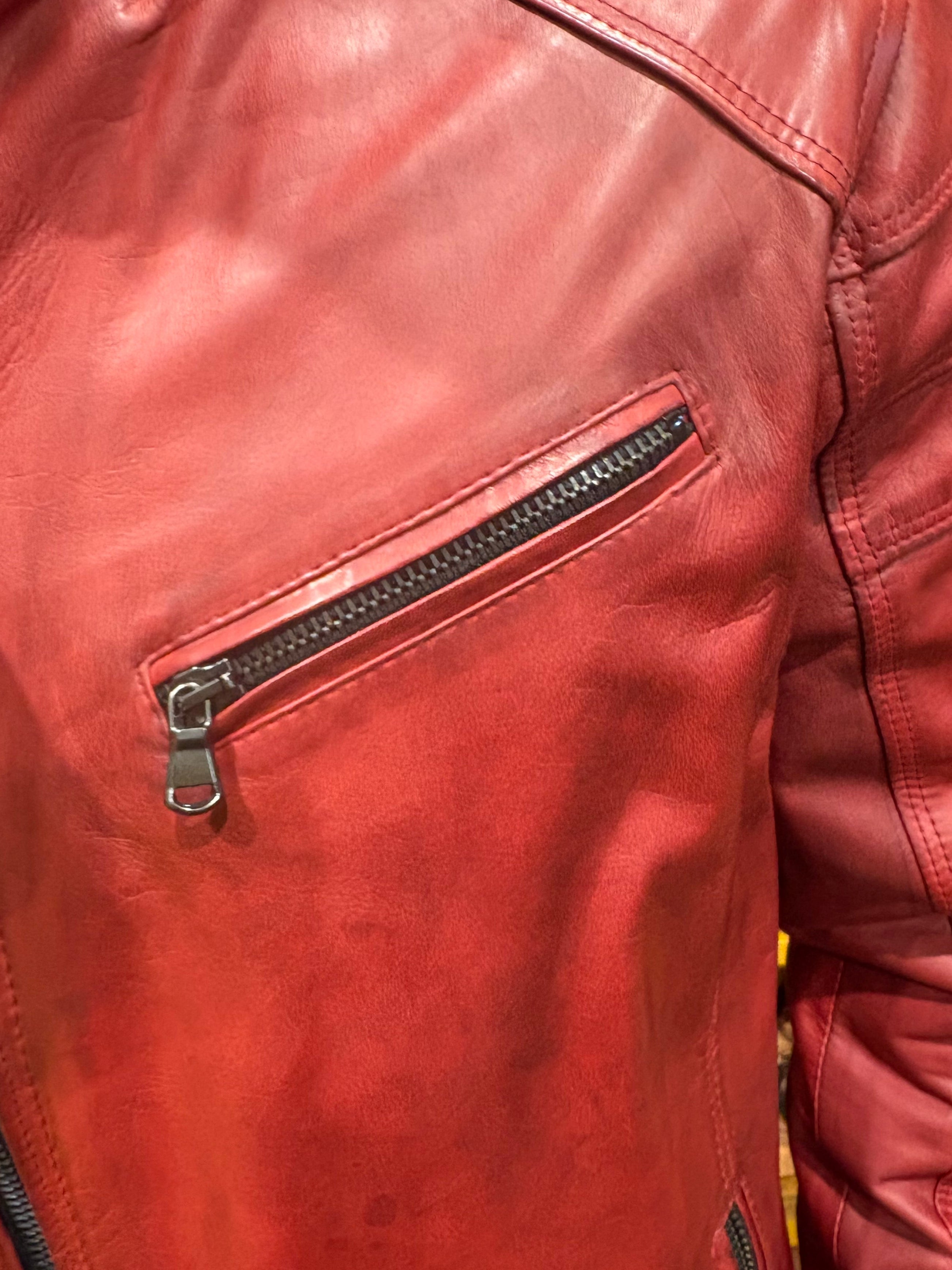 Giacca in pelle uomo tamponata a mano PEGASO tuscany Rosso