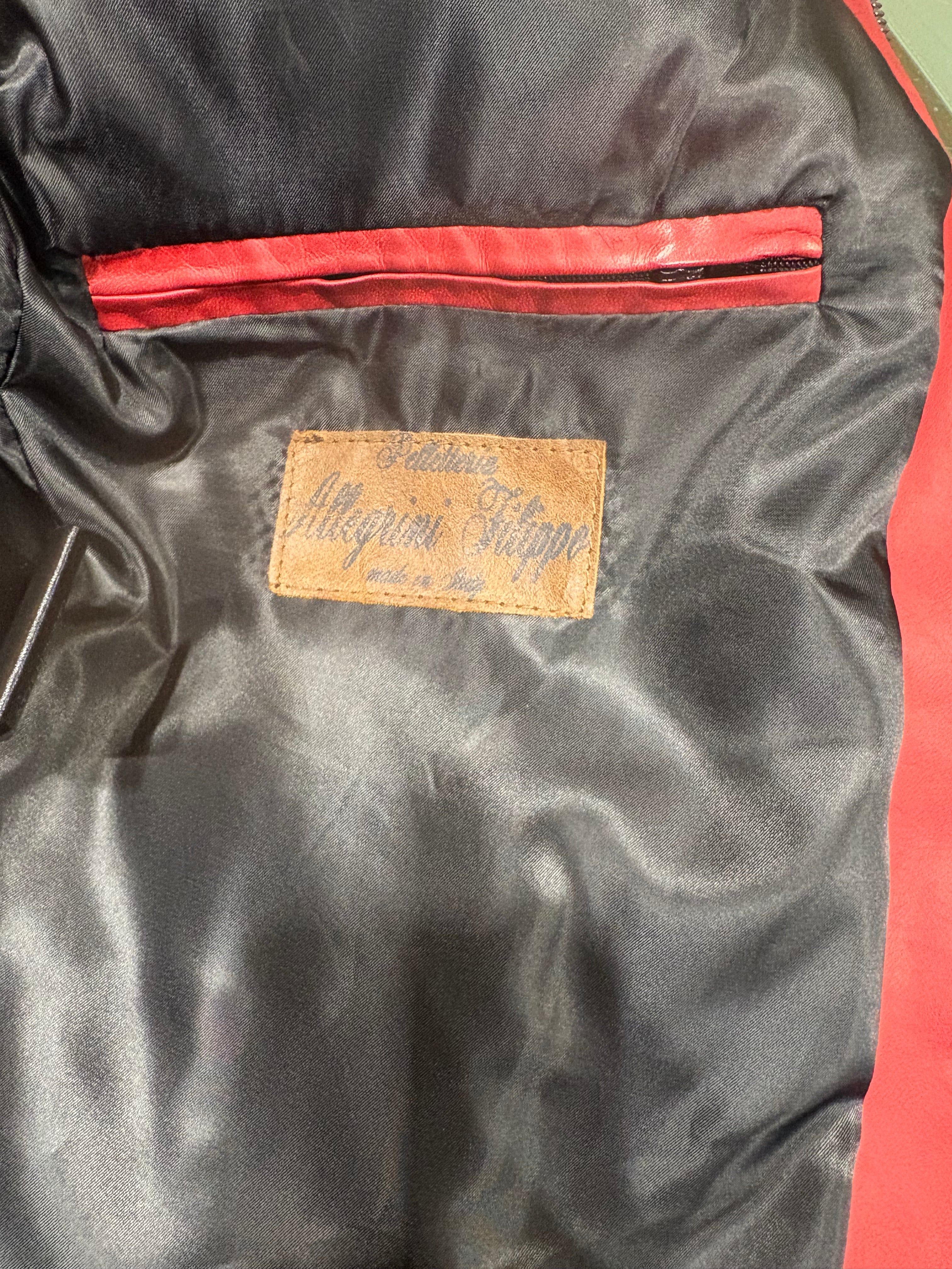 Giacca in pelle uomo tamponata a mano PEGASO tuscany Rosso