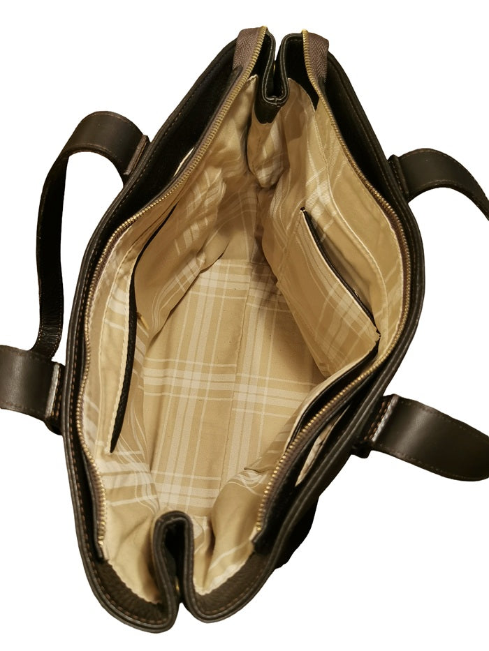 Borsa in pelle con doppi manici Bruno Rossi ML193 Caffè