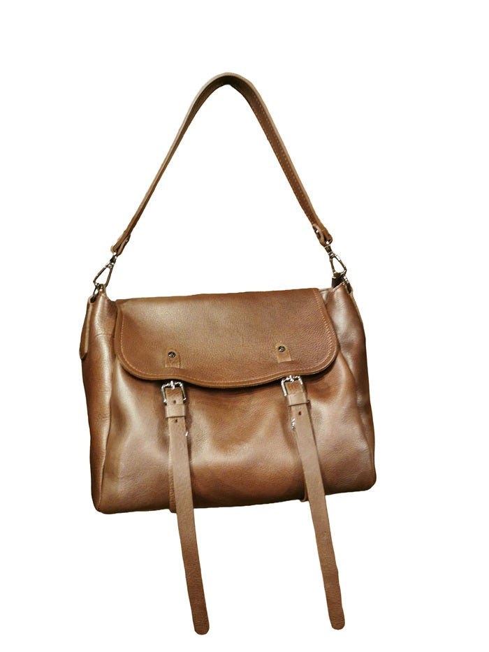 Borsa in pelle con doppio manico Bruno Rossi R319 Caffè