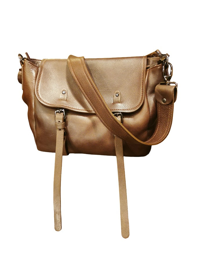 Borsa in pelle con doppio manico Bruno Rossi R319 Caffè