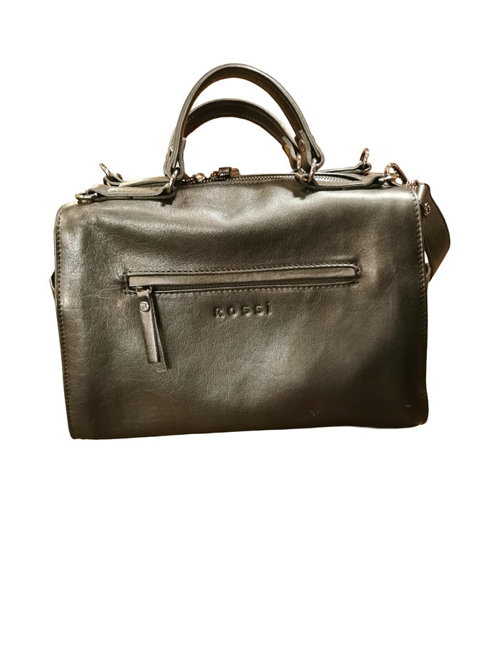 Borsa con manici in pelle tamponata Bruno Rossi R343/M Nero