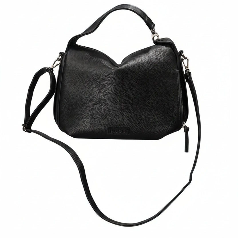 Borsa a mano in pelle con tracolla Bruno Rossi R76/G nero