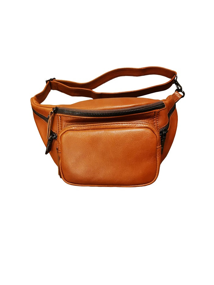 Marsupio grande in pelle Bruno Rossi RH42 Brandy