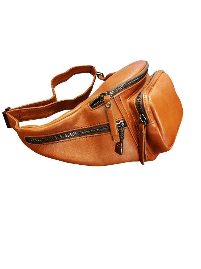 Marsupio grande in pelle Bruno Rossi RH42 Brandy