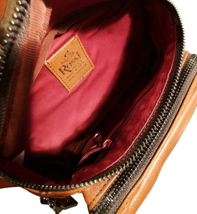 Marsupio grande in pelle Bruno Rossi RH42 Brandy