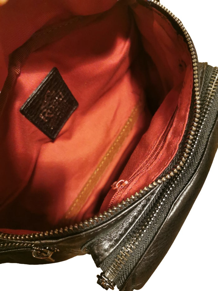 Marsupio grande in pelle Bruno Rossi RH42 Nero
