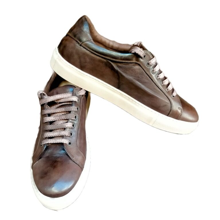 Sneakers bassa da uomo in pelle pelletteria allegrini filippo 8073 moor