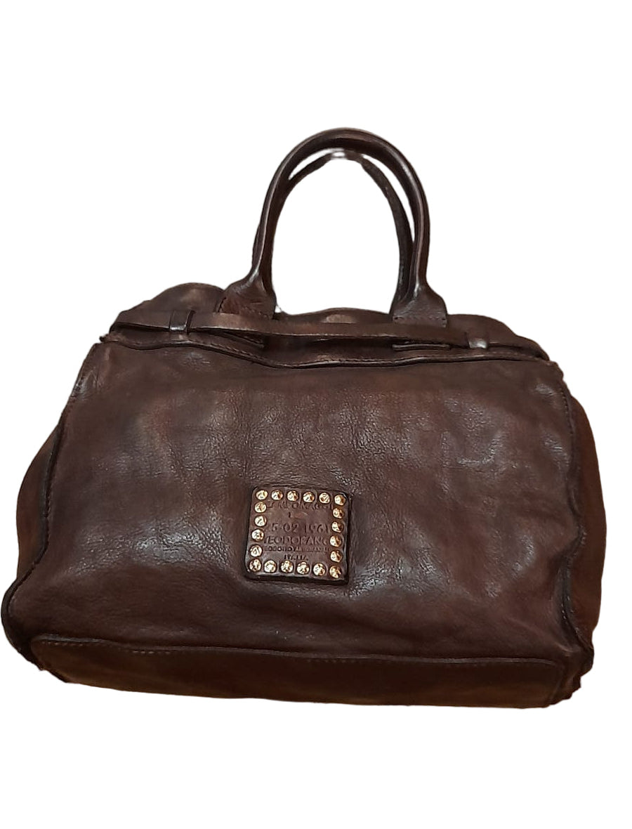 Borsa piccola a tracolla in pelle Campomaggi C041010ND X2784 testa di moro