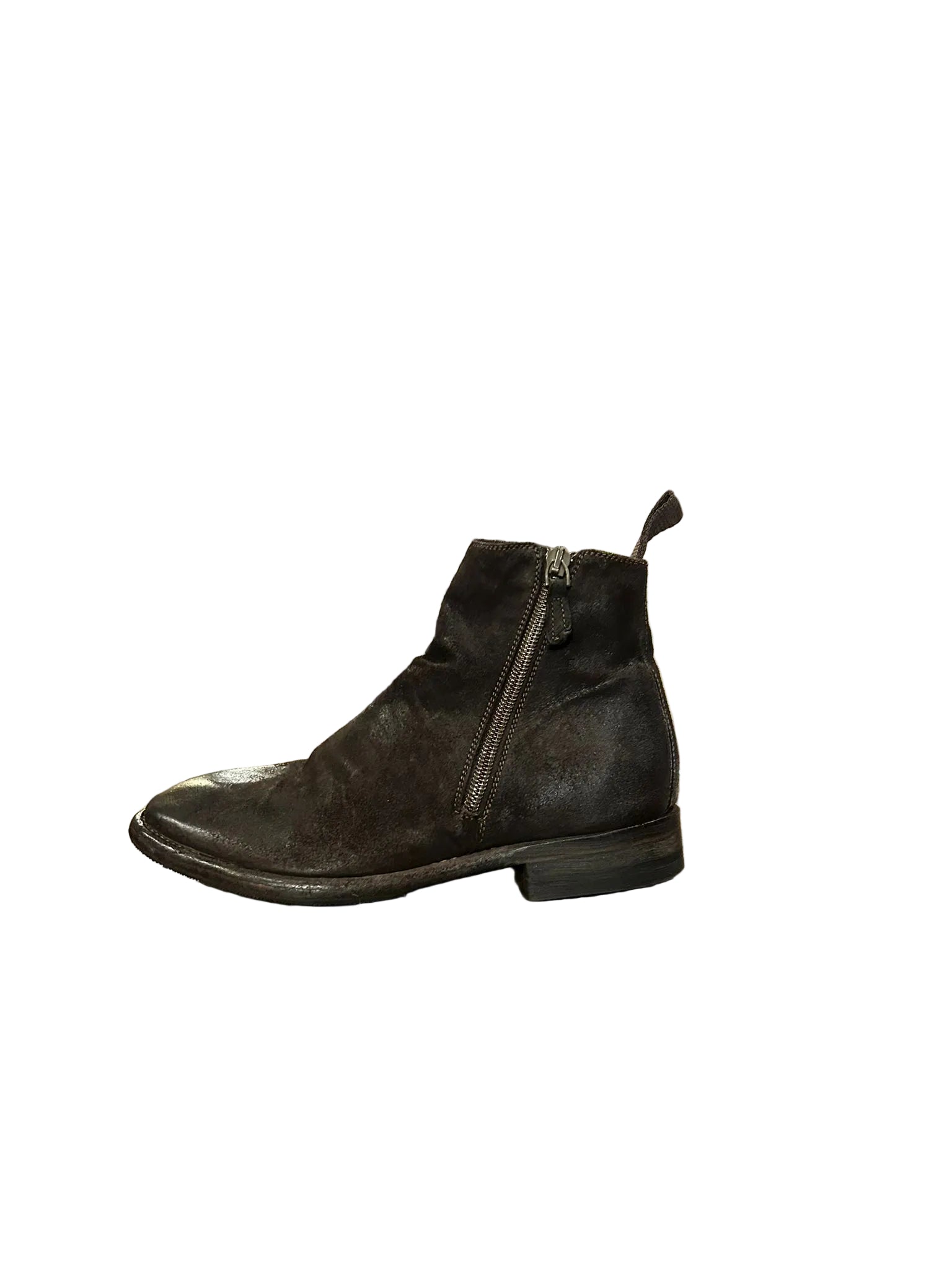 Women's ankle boots with zip in reversed leather Pelletteria Allegrini Filippo D284 Ebony