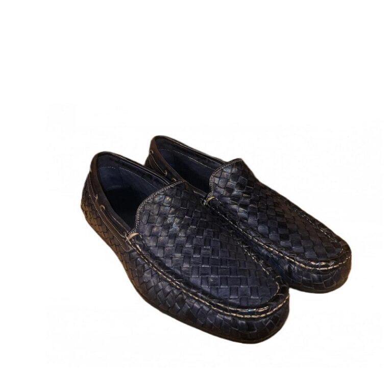 Mocassino intrecciato da uomo in pelle pelletteria allegrini a748 BLU