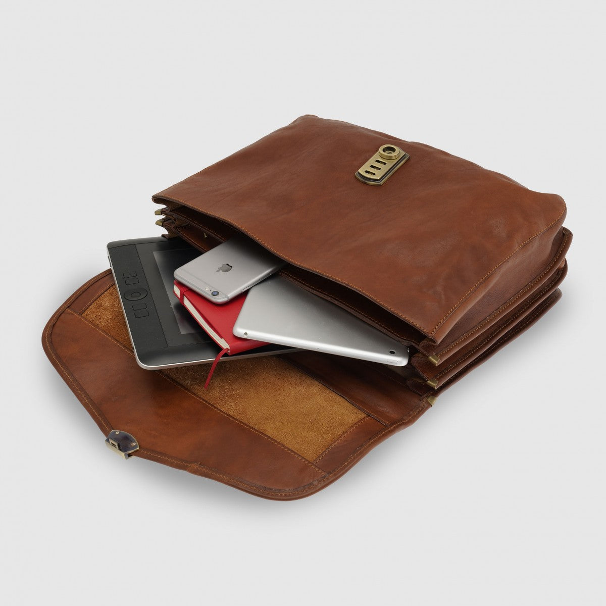 Borsa da lavoro grande in pelle I Medici 63/4000 Marrone