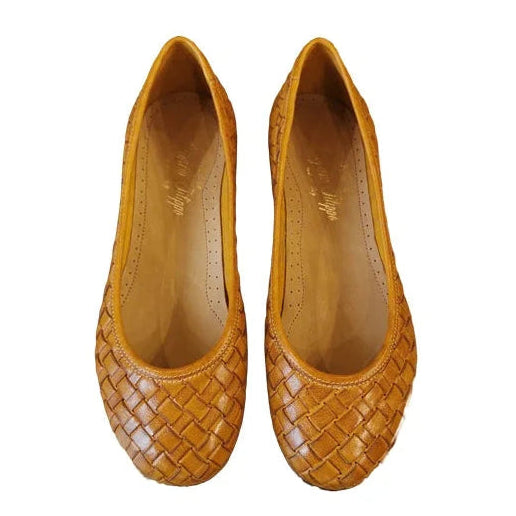Ballerina in pelle intrecciata Pelletteria Allegrini Filippo B940 Mogano