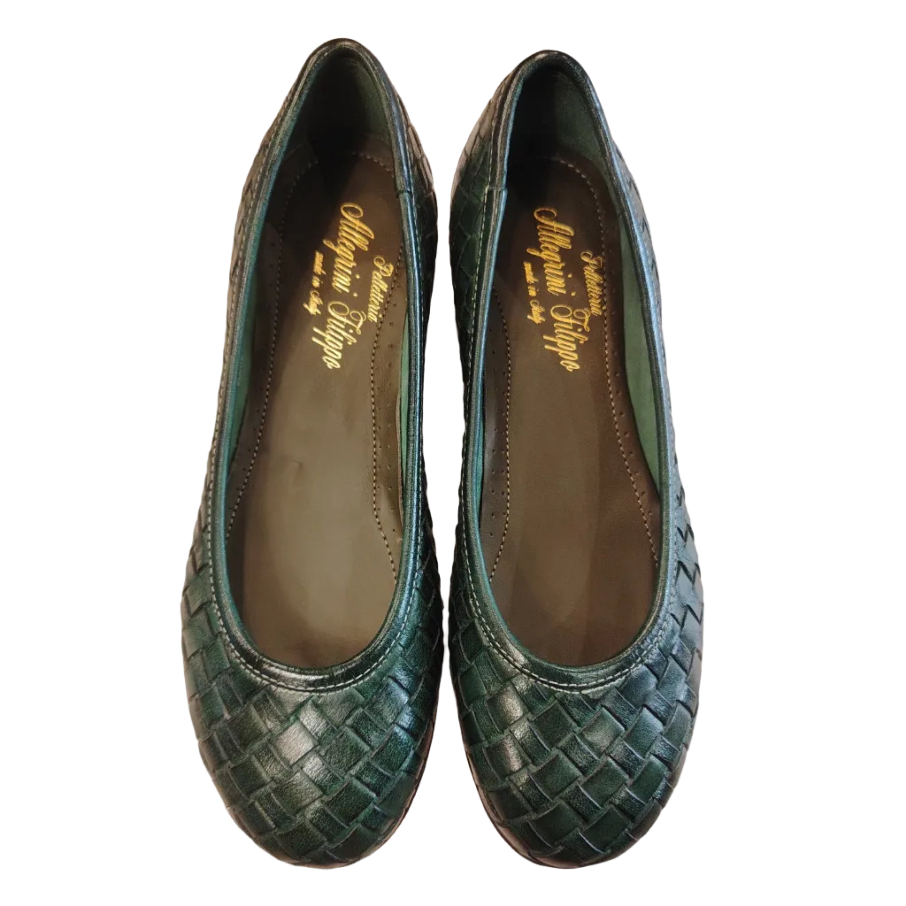 Ballerina in pelle intrecciata Pelletteria Allegrini Filippo B940 Verde