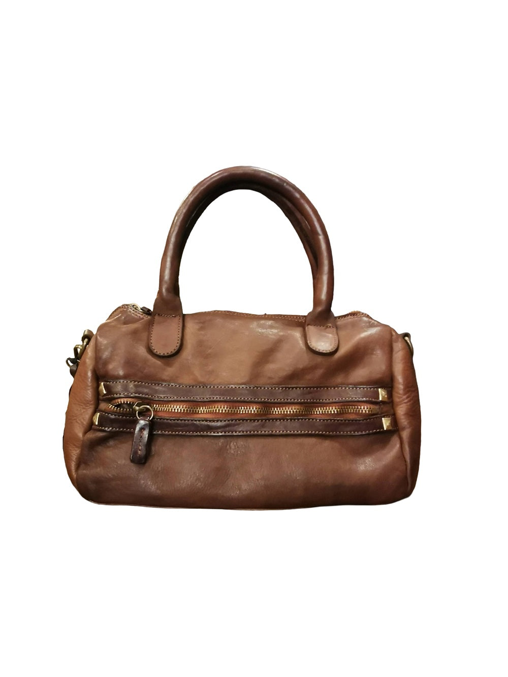 Bauletto in pelle con manici e tracolla Pelletteria Allegrini Filippo 1663 Bruciato