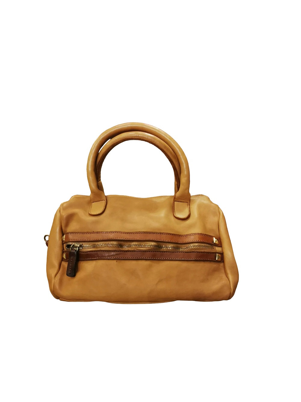 Bauletto in pelle con manici e tracolla Pelletteria Allegrini Filippo 1663 Cognac