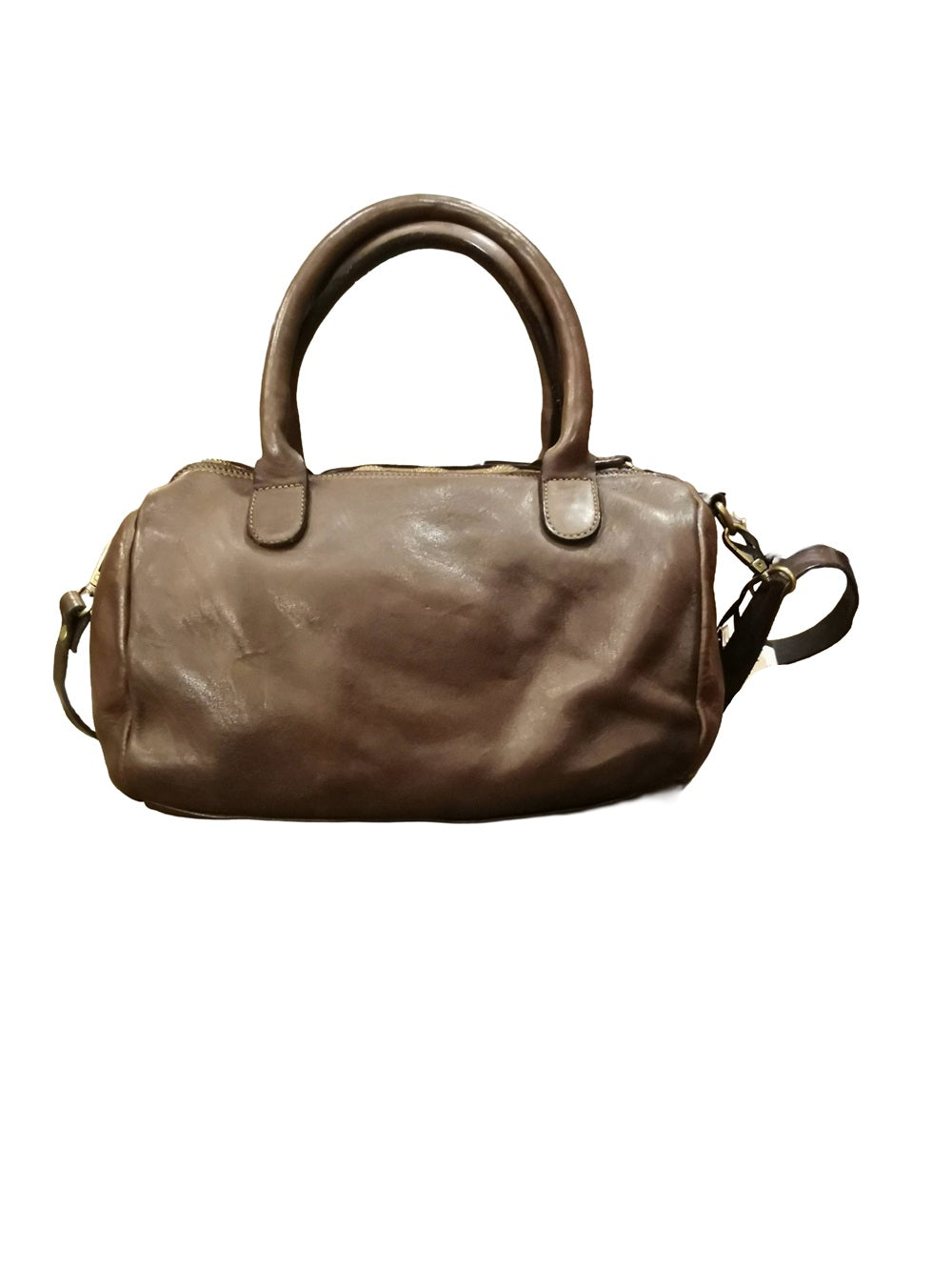 Bauletto in pelle con manici e tracolla Pelletteria Allegrini Filippo 1663 Testa di moro