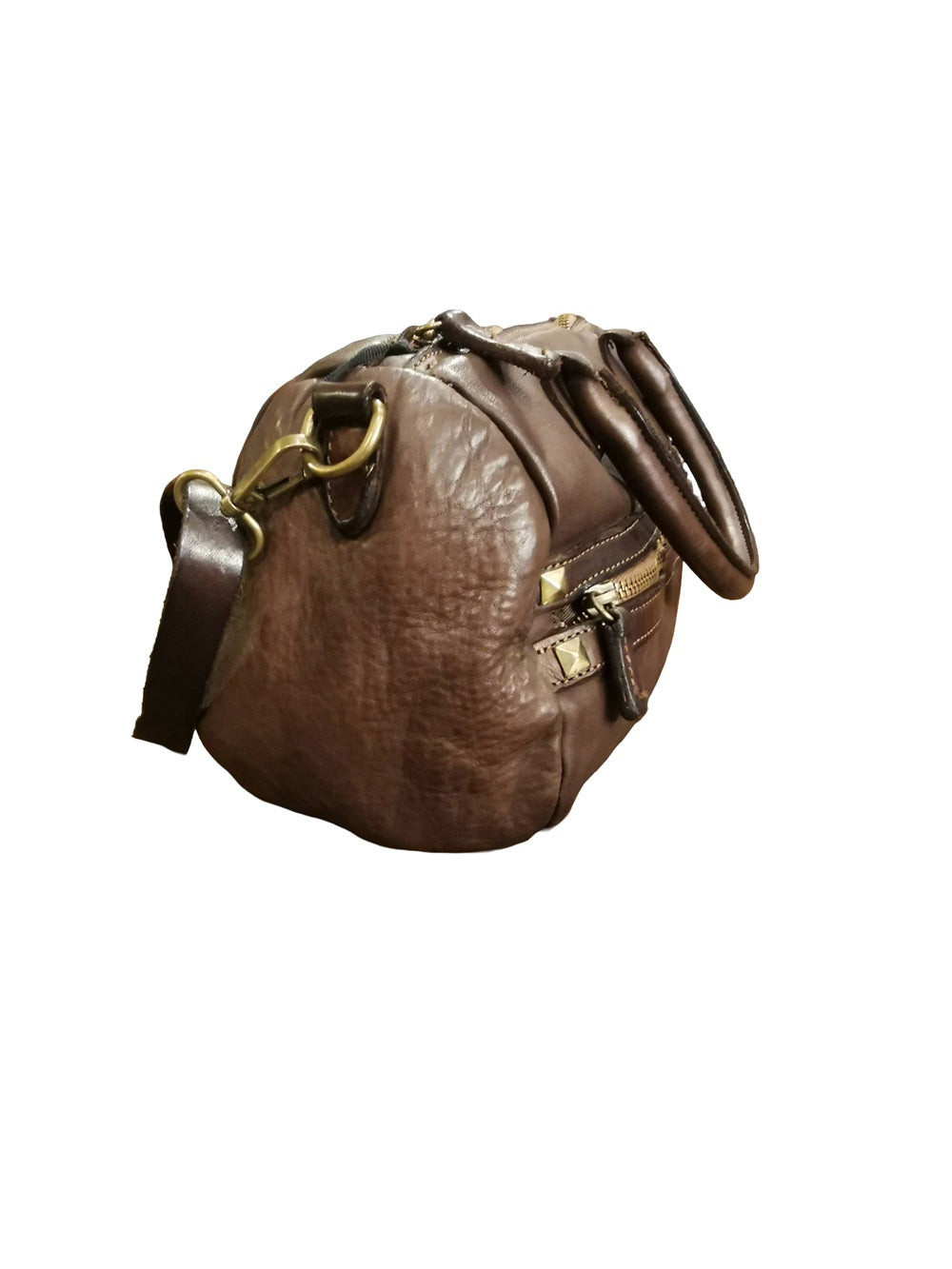 Bauletto in pelle con manici e tracolla Pelletteria Allegrini Filippo 1663 Testa di moro