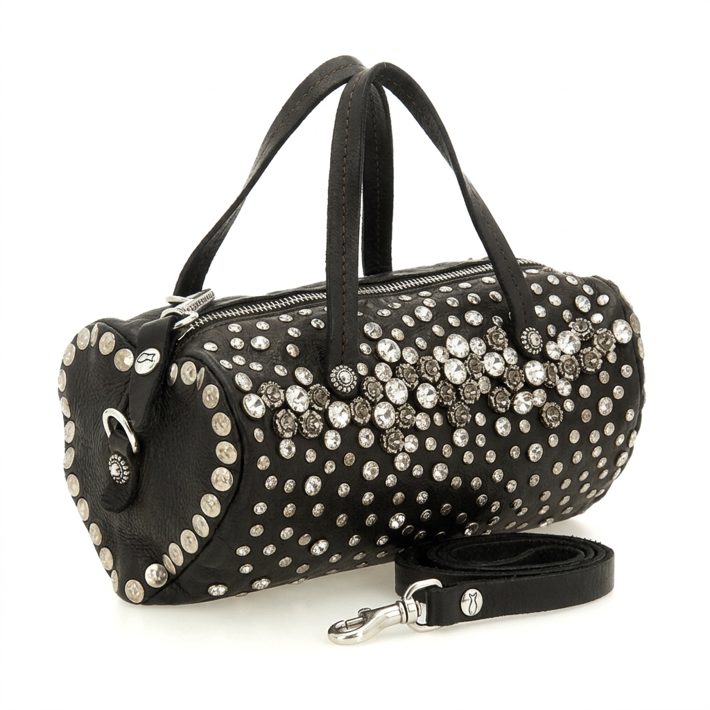 Studded leather heart-shaped mini bag Campomaggi C045110ND-X0038 Black