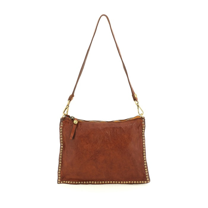 Borsa a tracolla in pelle con strass Eva Campomaggi C031070ND X3048 Cognac