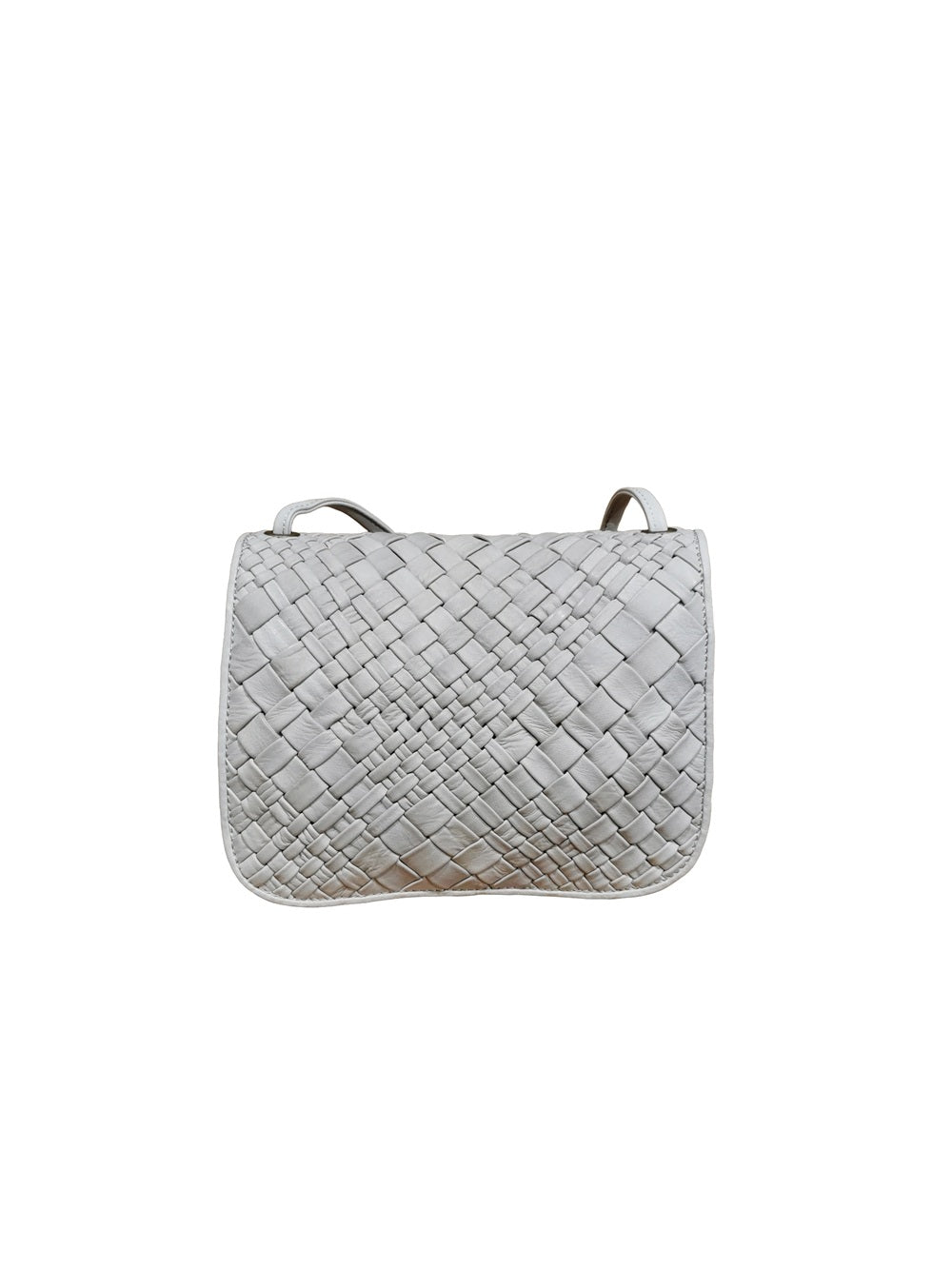 Borsa a tracolla in pelle intrecciata Visonà ESMERALDA 20315 Greige
