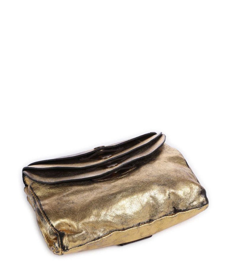 Borsa a tracolla in pelle laminata Campomaggi C012960ND X0029 Oro+T/Moro - Pelletteria Allegrini