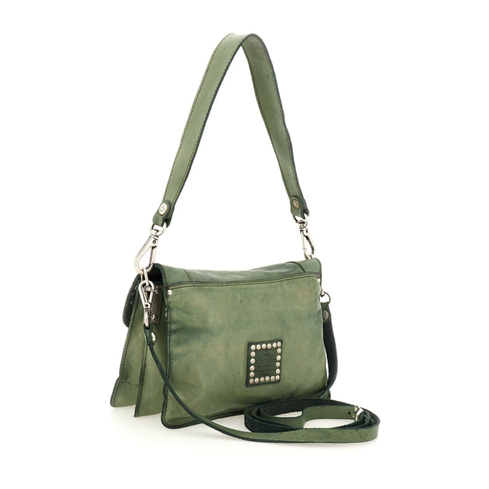Leather Shoulder Bag Isola Del Giglio Agnese Campomaggi C016500ND X2989 Lake (Green)