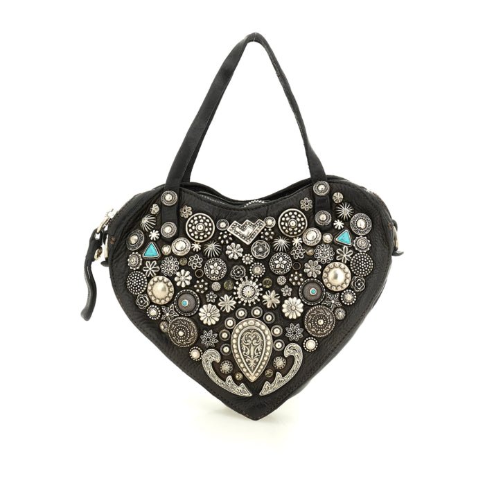 Borsa a tracolla Isola del Giglio - Valentina in pelle Campomaggi C042970ND X2989 nero - Pelletteria Allegrini