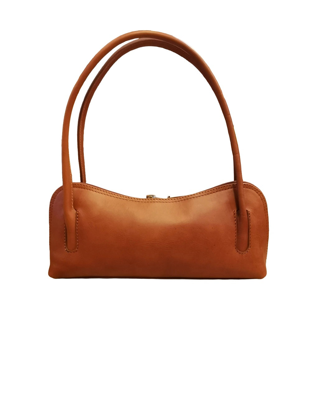 Borsa di piccole dimensioni, dalle linee curve. Si presenta con due manici fissi. Made in Italy