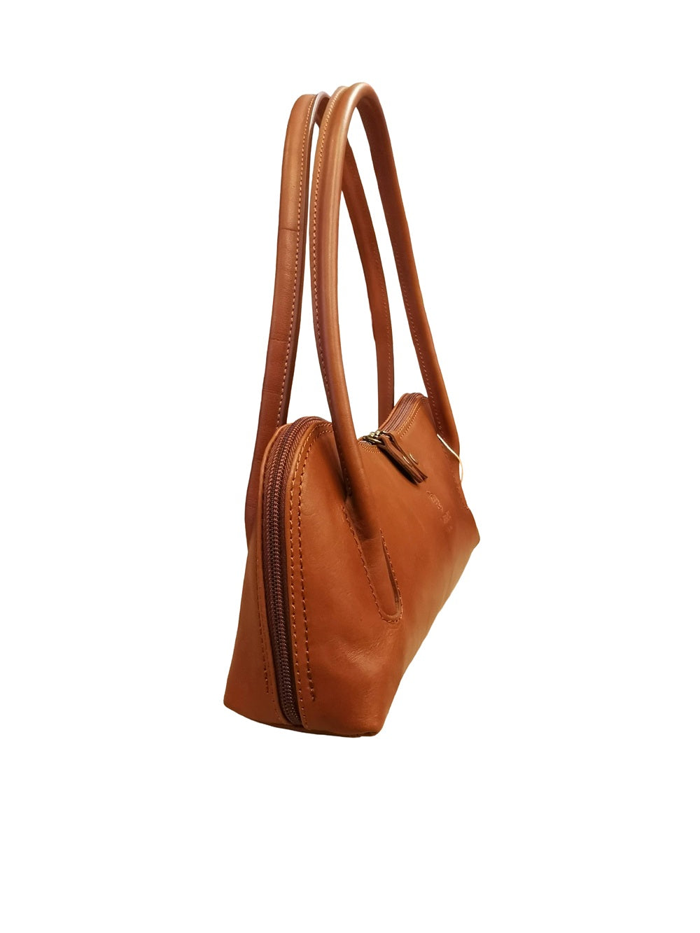 Borsa di piccole dimensioni, dalle linee curve. Si presenta con due manici fissi. Made in Italy
