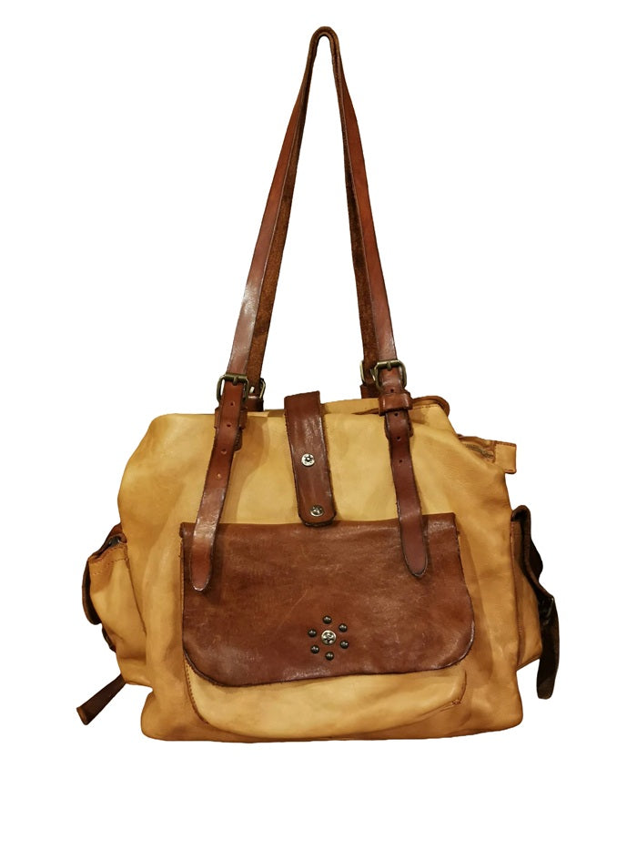 Borsa con doppi manici in pelle Pelletteria Allegrini Filippo 1573 Cognac