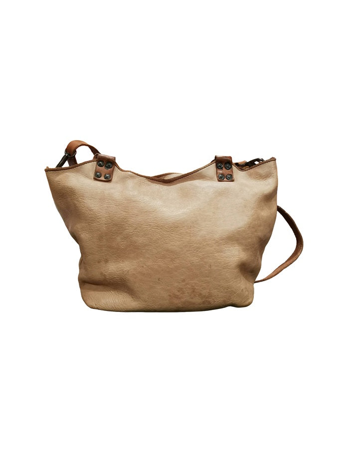 Bag with shoulder strap and double leather handles Pelletteria Allegrini Filippo 1615 Beige