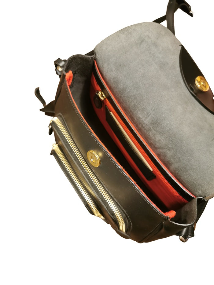 Leather Shoulder Bag Boldrini 07313 Black