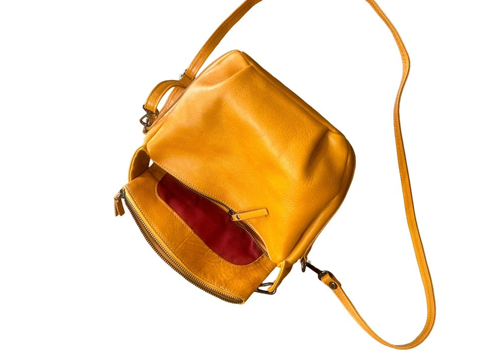 Leather Shoulder Bag Bruno Rossi R76/P Ochre