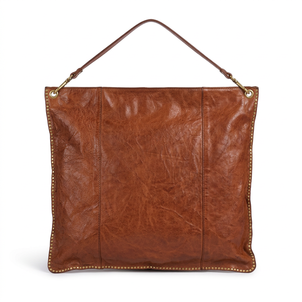 MONOSPALLA PIATTA CON RIVETTI "ELSA" in pelle Campomaggi C043670ND-X0007 cognac