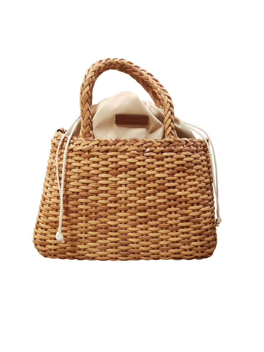 Borsa grande con doppi manici e tracolla in pelle intrecciata Bruno Rossi T5 Cuoio