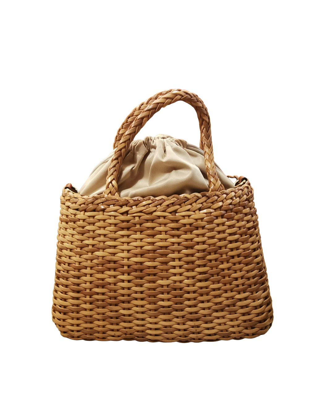 Borsa grande con doppi manici e tracolla in pelle intrecciata Bruno Rossi T5 Cuoio