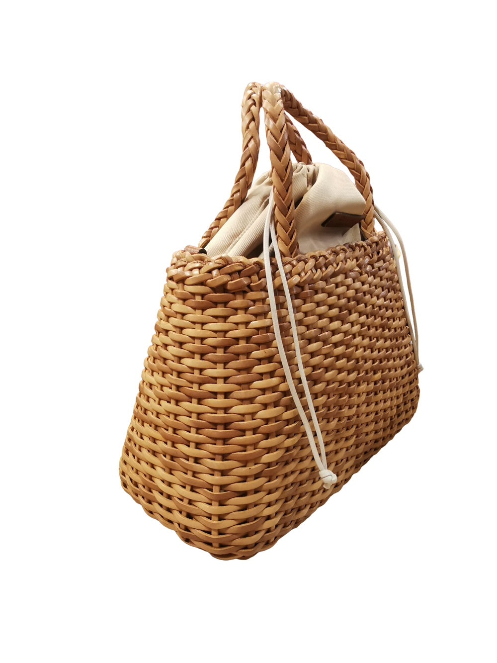 Borsa grande con doppi manici e tracolla in pelle intrecciata Bruno Rossi T5 Cuoio