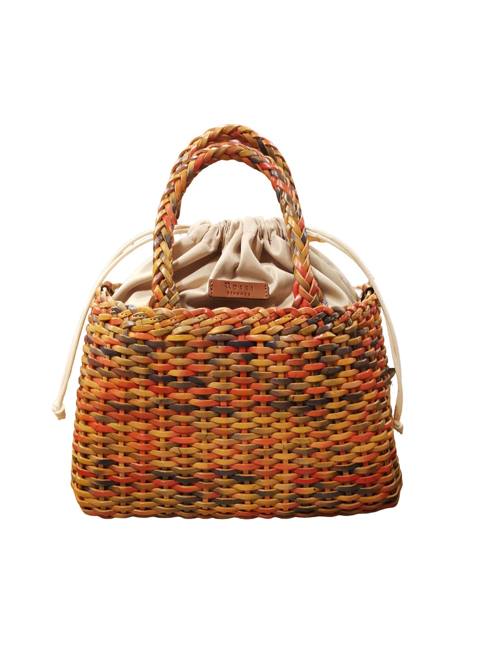 Borsa grande con doppi manici e tracolla in pelle intrecciata Bruno Rossi T5 Multicolor